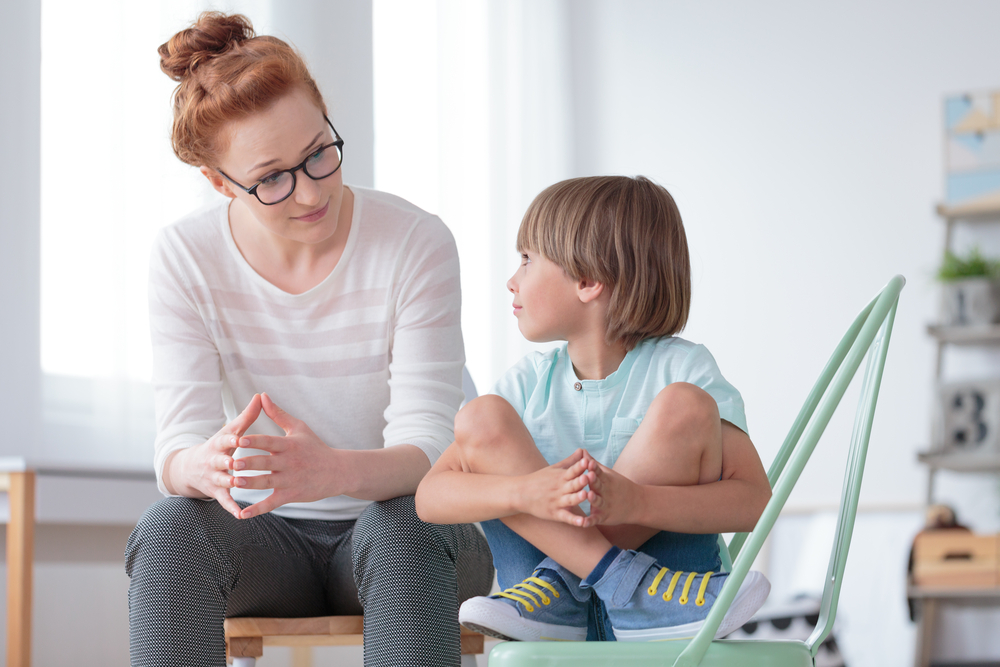 Parent explaining to child about moving home