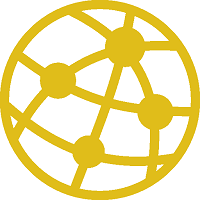 globe network icon yellow